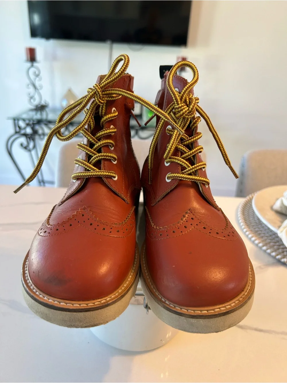 Young Soles “Sidney”Leather Lace-Up Boots. Made in Portugal Sz 33 Kids