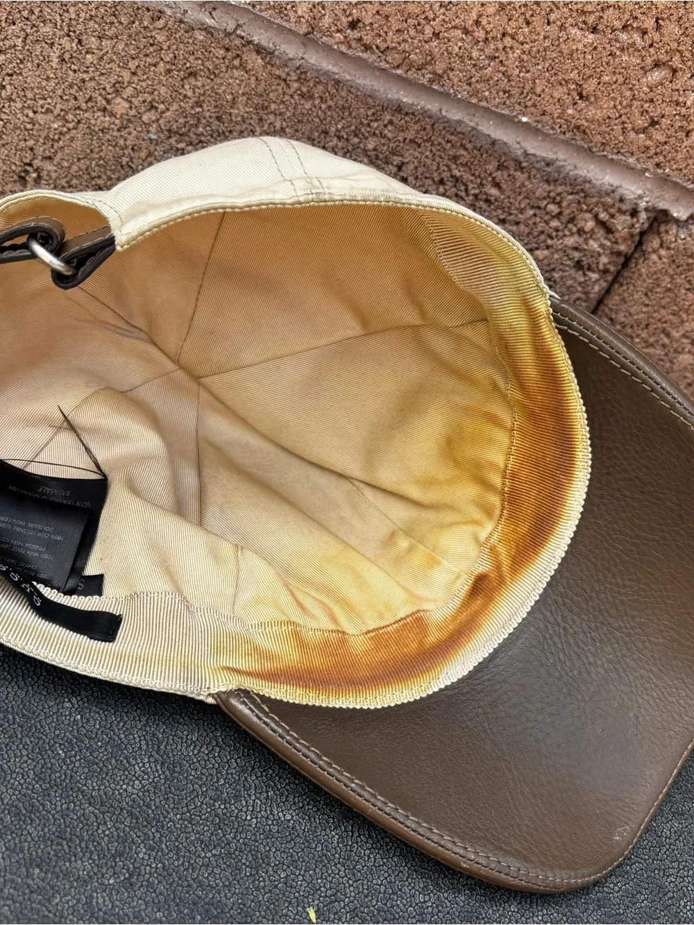 Gucci Interlocking G Baseball Cap Hat Leather Two Tone Size Small