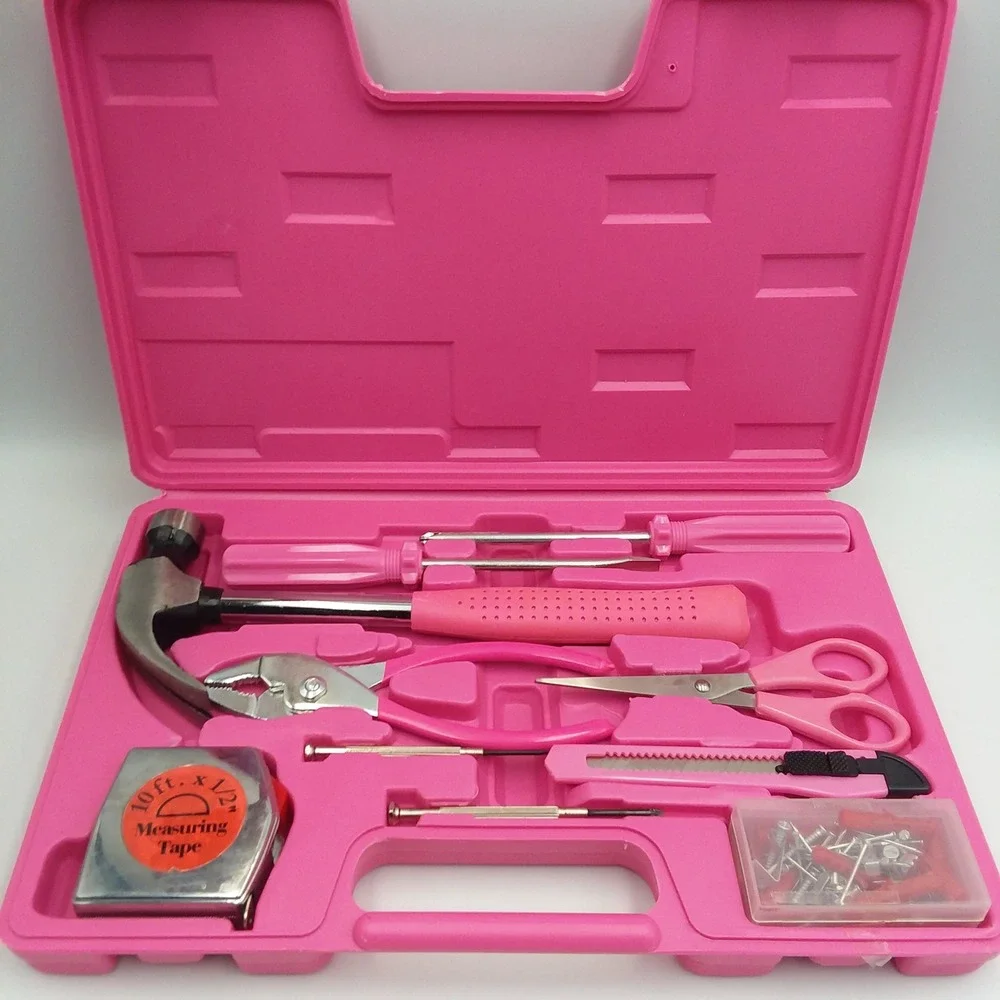 Pink Household DIY Tool Set Hammer Pliers Screwdrivers Womens‎ Dorm