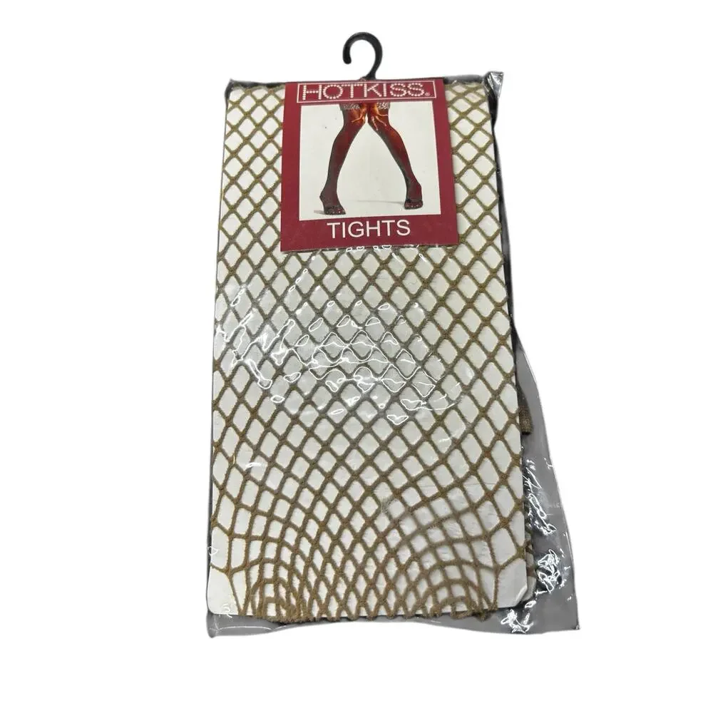 Vintage Y2K Hot Kiss Brown Fishnet Tights Hosiery –  One Size