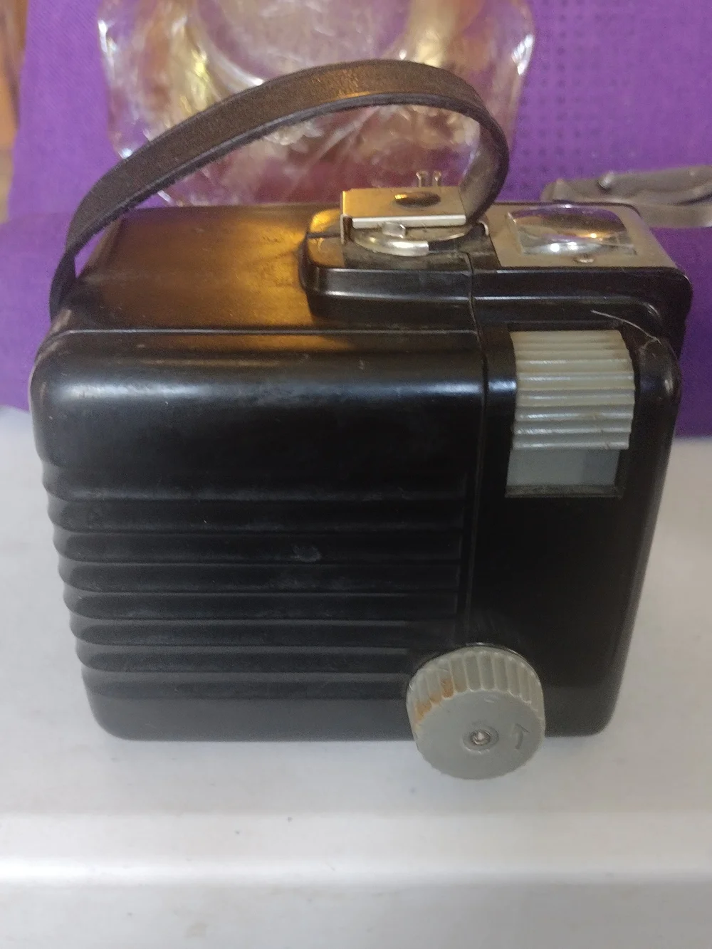 Kodak Black Box Brownie Hawkeye Camera with Silver Accents