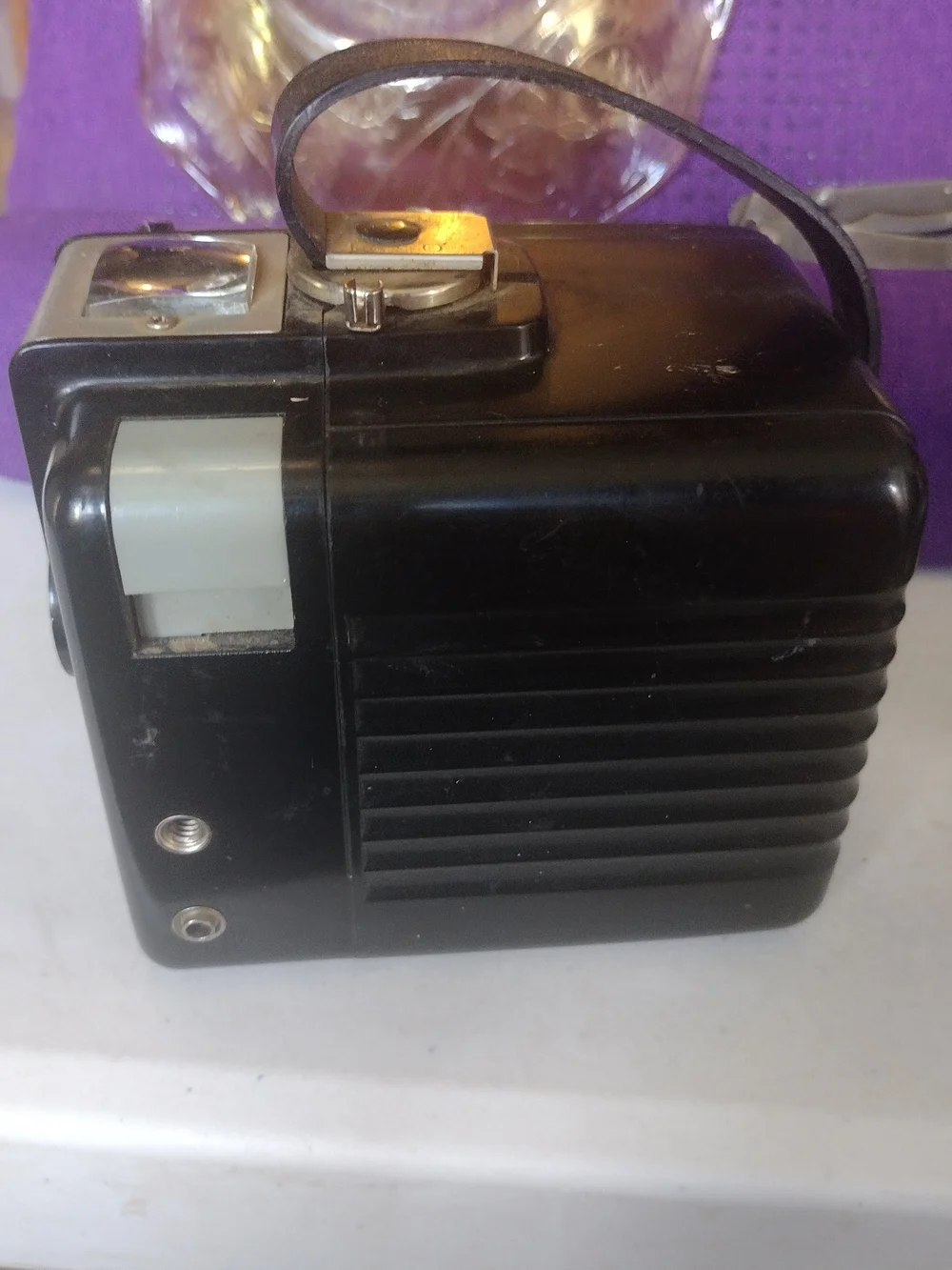 Kodak Black Box Brownie Hawkeye Camera with Silver Accents