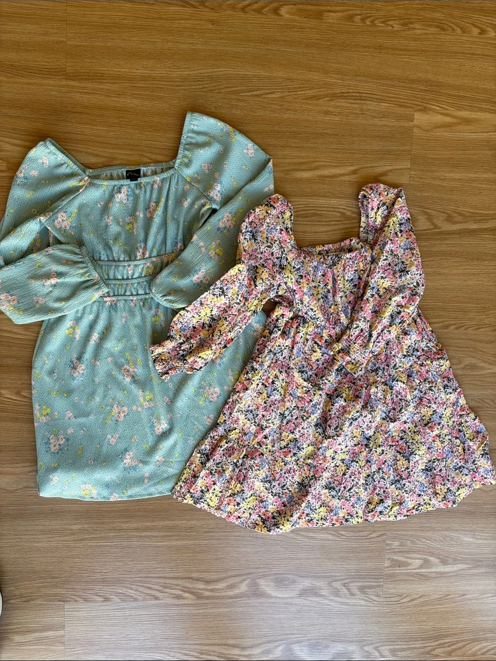 Girls' Floral Dresses in Mint and Multicolor - size Girls Large 10/12 -Set of 2