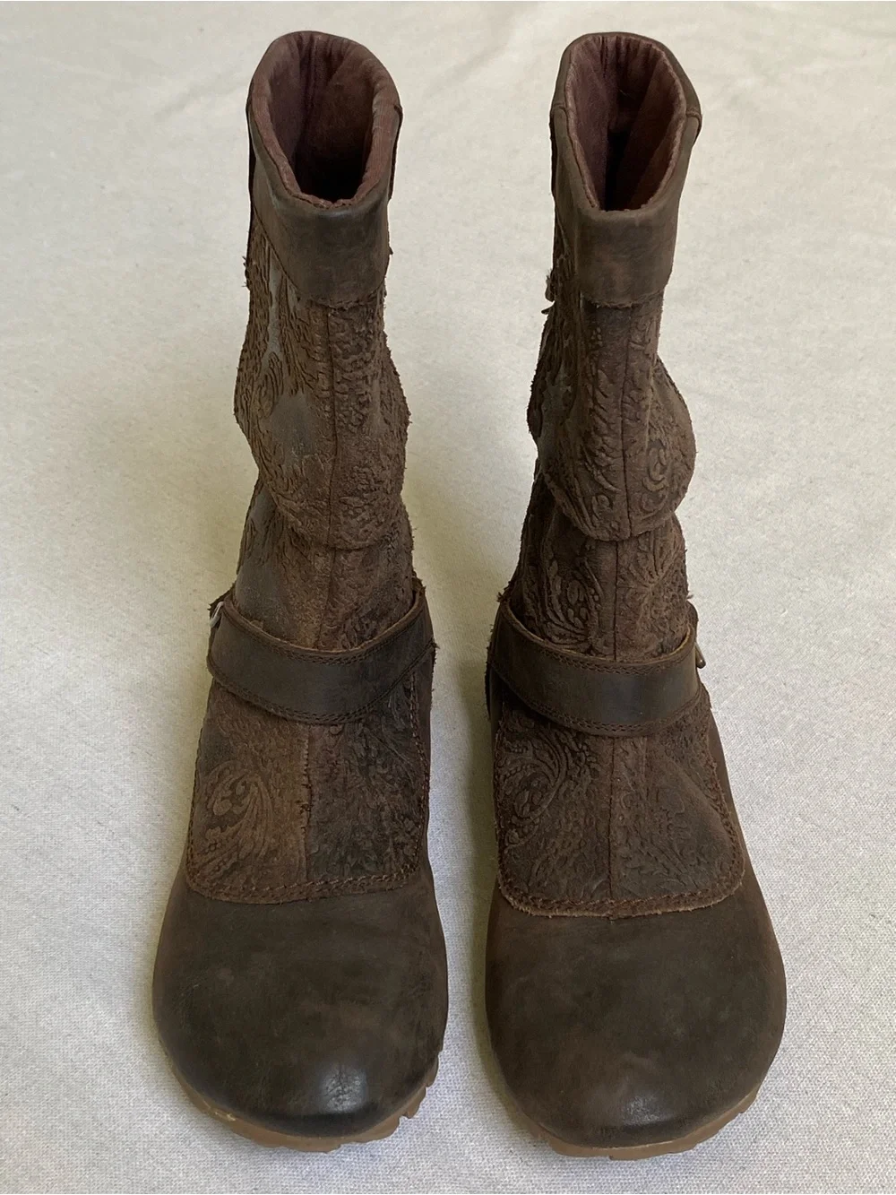 Merrell Haven Embossed Tooled Leather Brown Pull On Boot