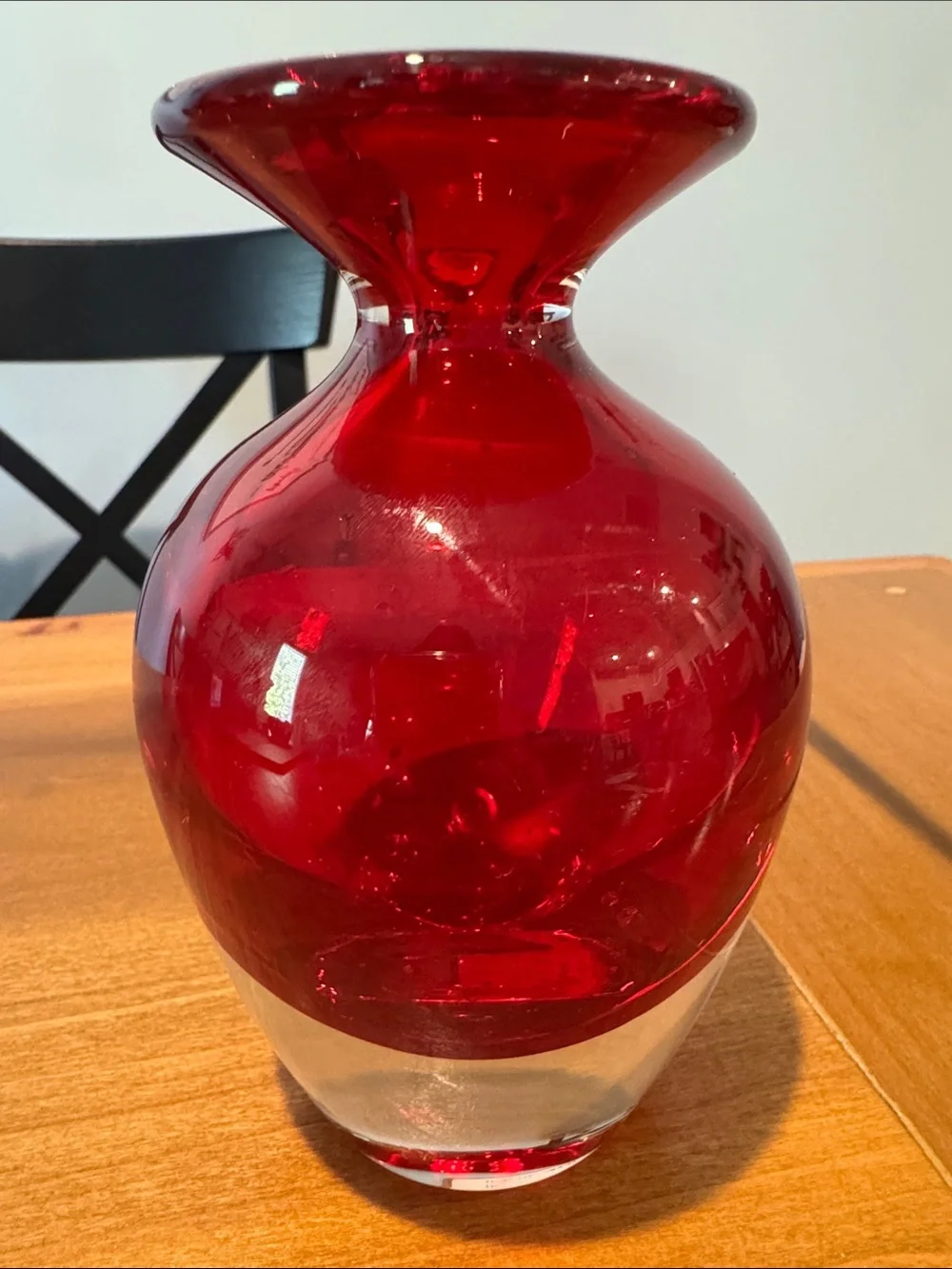 Murano SEGUSO Ca’ d Oro Glass Vase Ruby Red Sommerso glows 5.5” tall