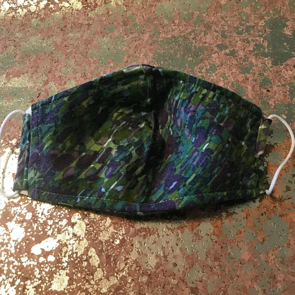 WOMEN'S PURPLE AND GREEN COTTON BLEND FACE MASK