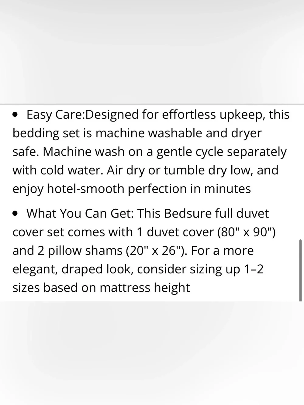 Bedsure includes duvet