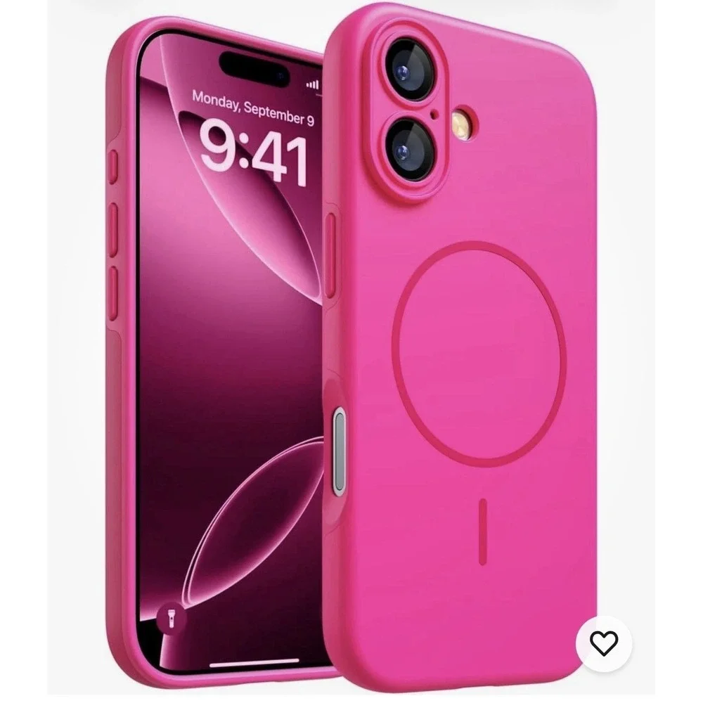 iPhone 17 Magnetic Phone Case Hot Pink Matte Slim Shockproof‎ Protective Cover
