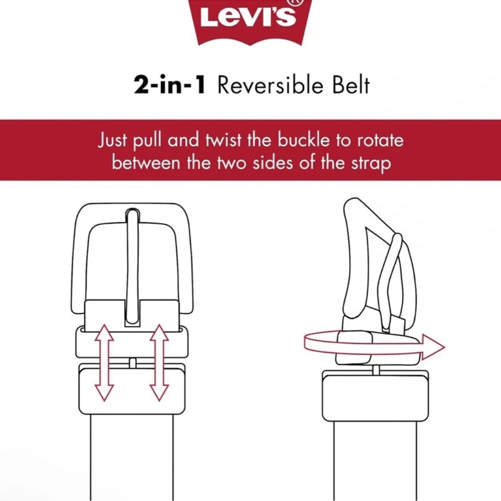 Levi's Men's Casual Everyday Two-in-One Reversible‎ Belt Size L 30-32