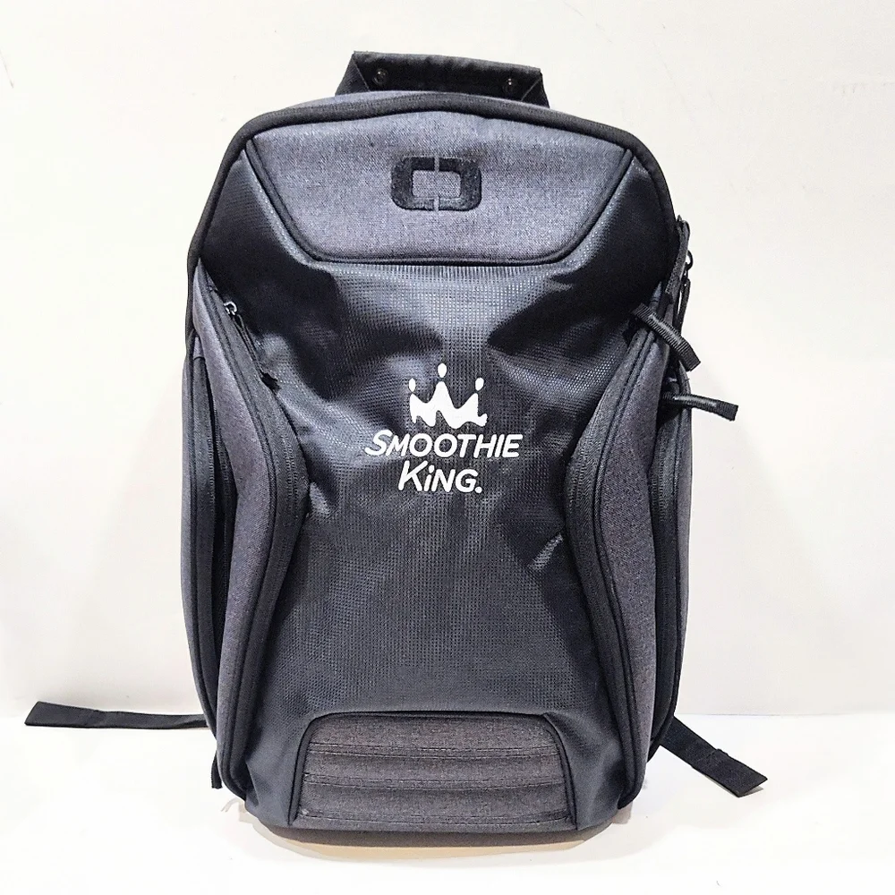 OGIO Hatch Laptop Backpack Black Charcoal Gray Embroidered Smoothie King Logo