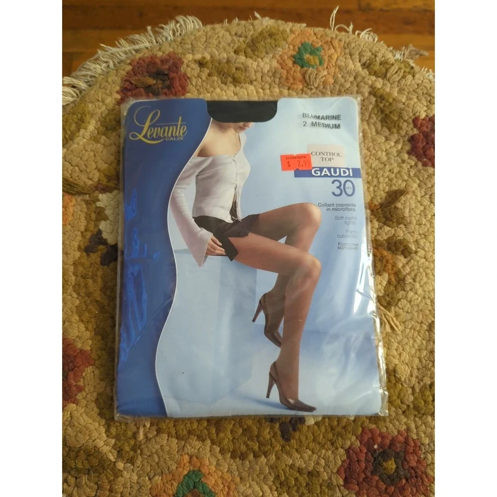 New‎ Levante Gaudi 30 Control Top Pantyhose Size 2 M BluMarine Blue Made Italy