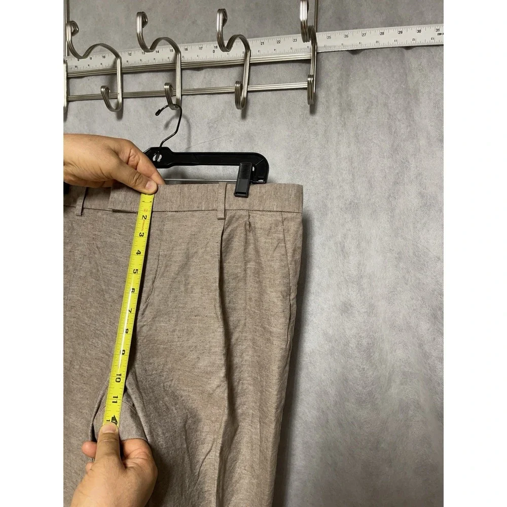 H&M Pants Men's 32X30 Beige Linen Cotton Academia Vacation Casual Relaxed
