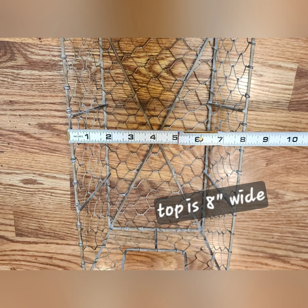 Vintage Chicken Wire Basket with Black Handles