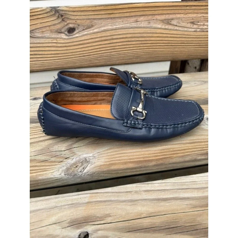 XRAY Men's Navy Driving Loafers Horsebit Slip On Moc Toe Casual Shoes Size 8