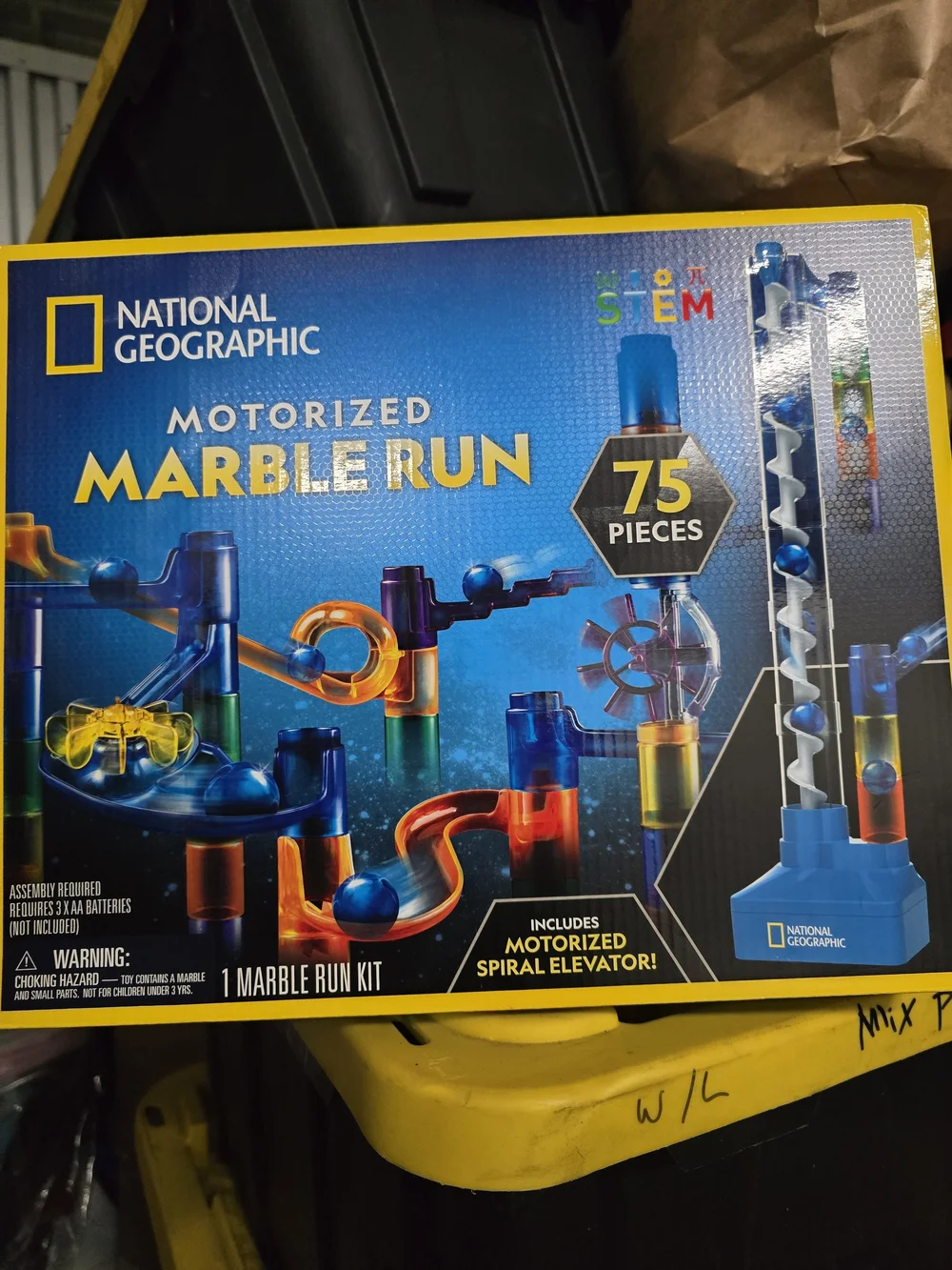 National Geographic Motorized Marble Run Toy - Blue, Orange, Yellow