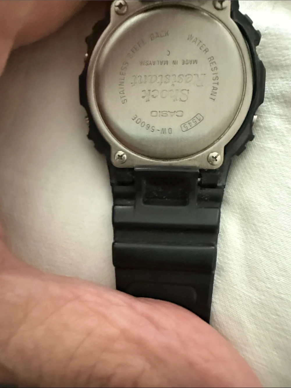 Casio strap visible