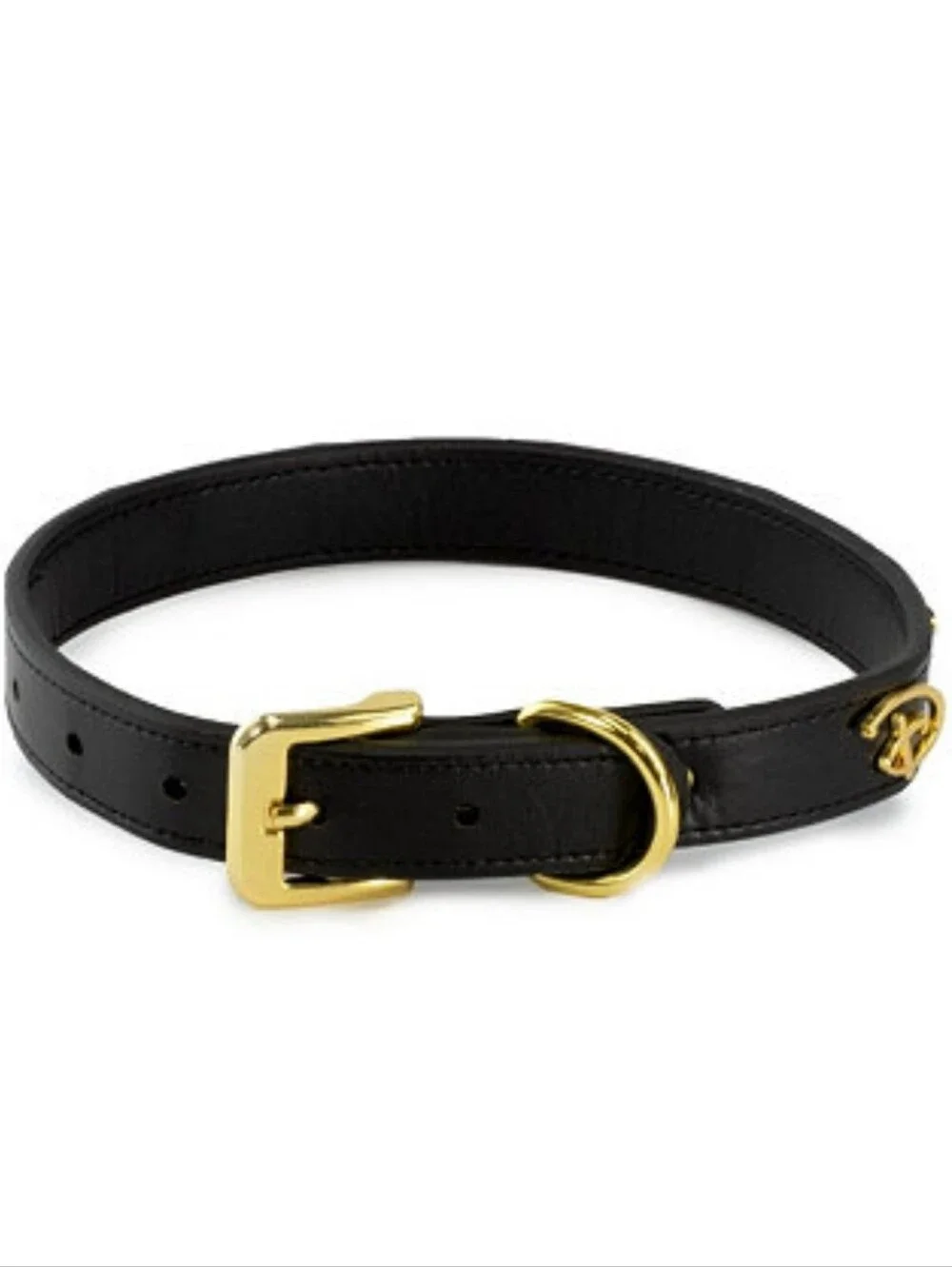 Disney Black Leather Collar with Gold 'D' Accents
