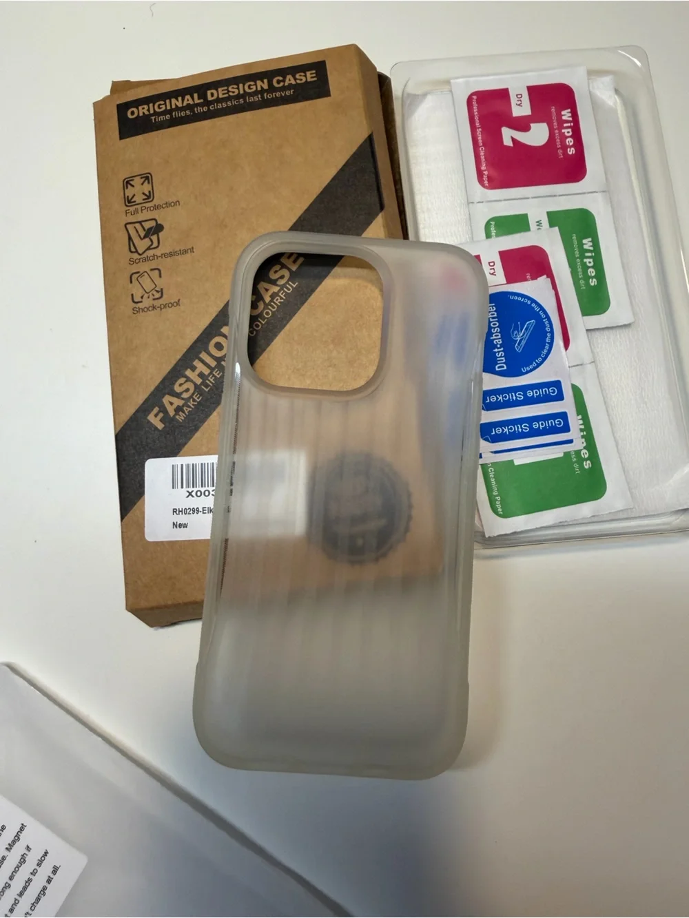 Clear Frosted Silicone Phone Case with two screen protectors