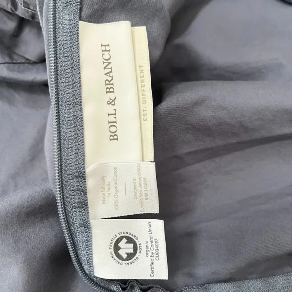 Boll & Branch Gray Signature Hemmed Pillowcase Pair King Size Organic Cotton