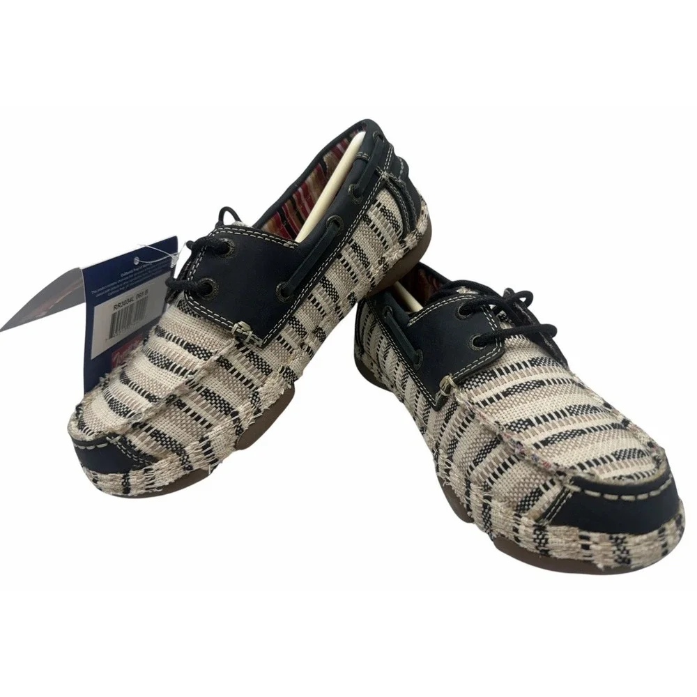 Tony Lama RR3034L Womens 6.5B Boat Shoes Casual Canvas Leather New Box