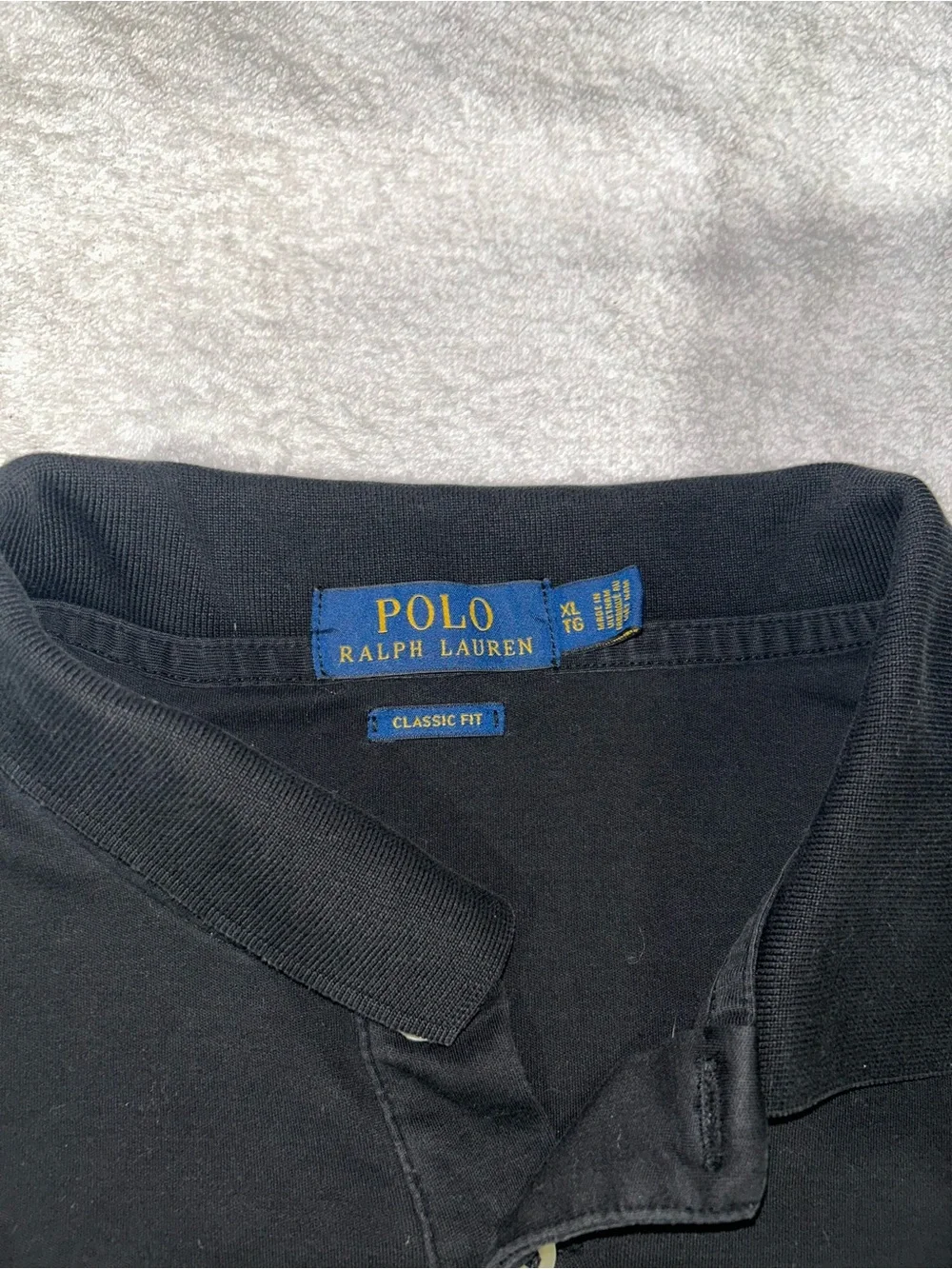 Ralph Lauren Black Polo with White Pony Logo