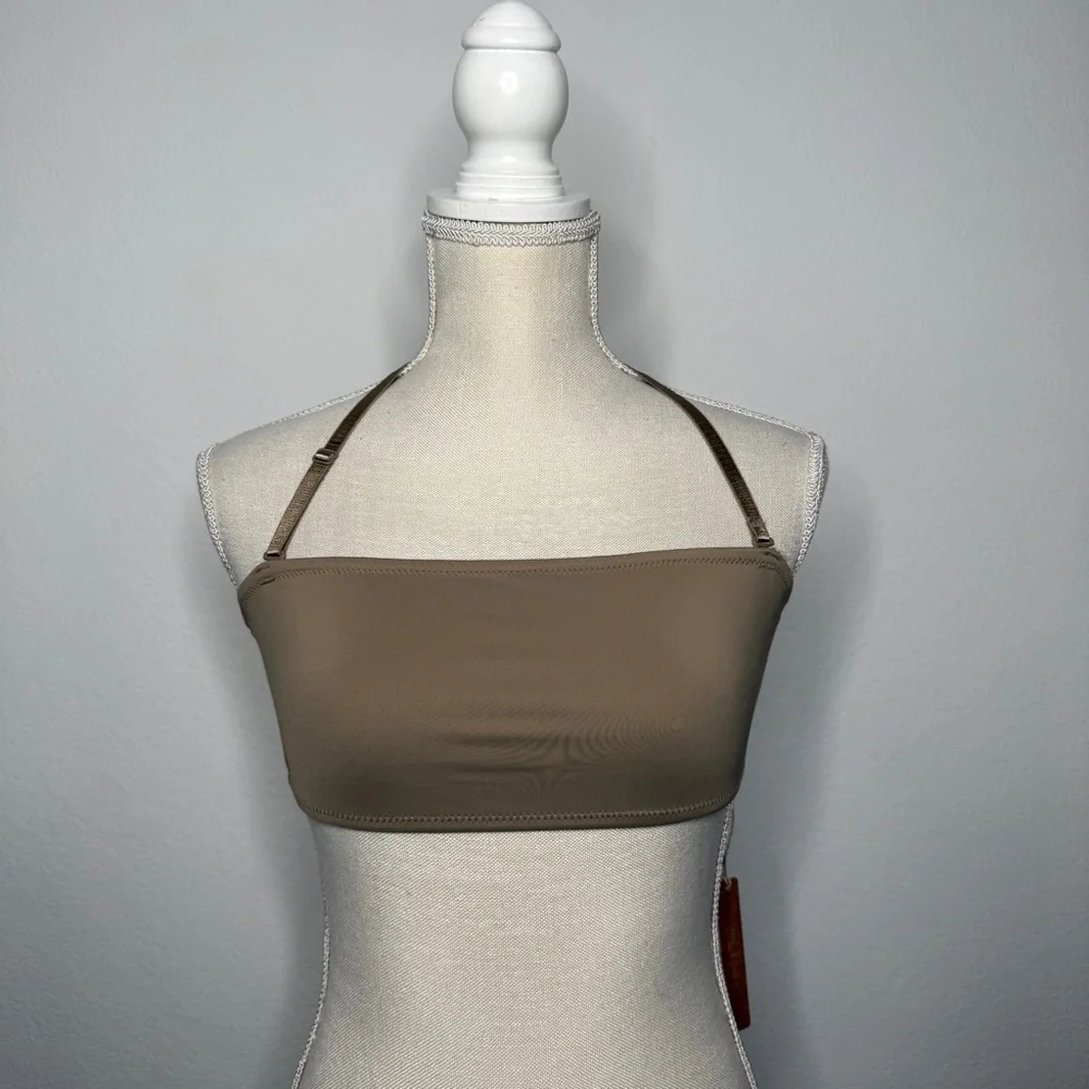 SKIMS Bandeau Bikini Top Desert Adjustable Strap Recycled Nylon NWT Size M