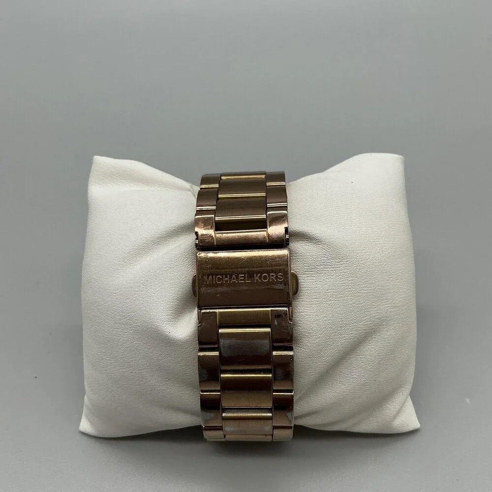 Michael Kors Womens Watch 40mm MOP Rose Gold Tone Chrono MK5522 New Battery 6.5
