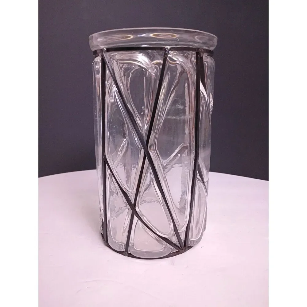 Geometric Molded Glass Industrial Style Farmhouse Everyday Vase