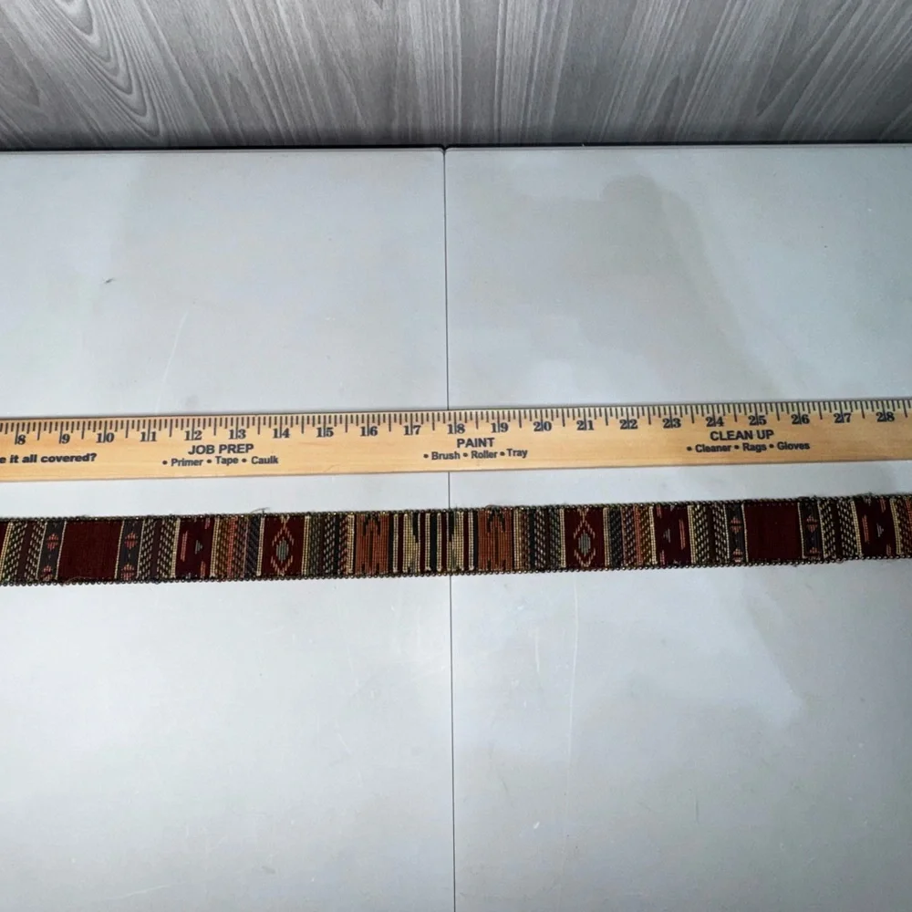Vintage Distressed Fabric Southwestern Print Gold Detail Buckle Belt Women’s S/M