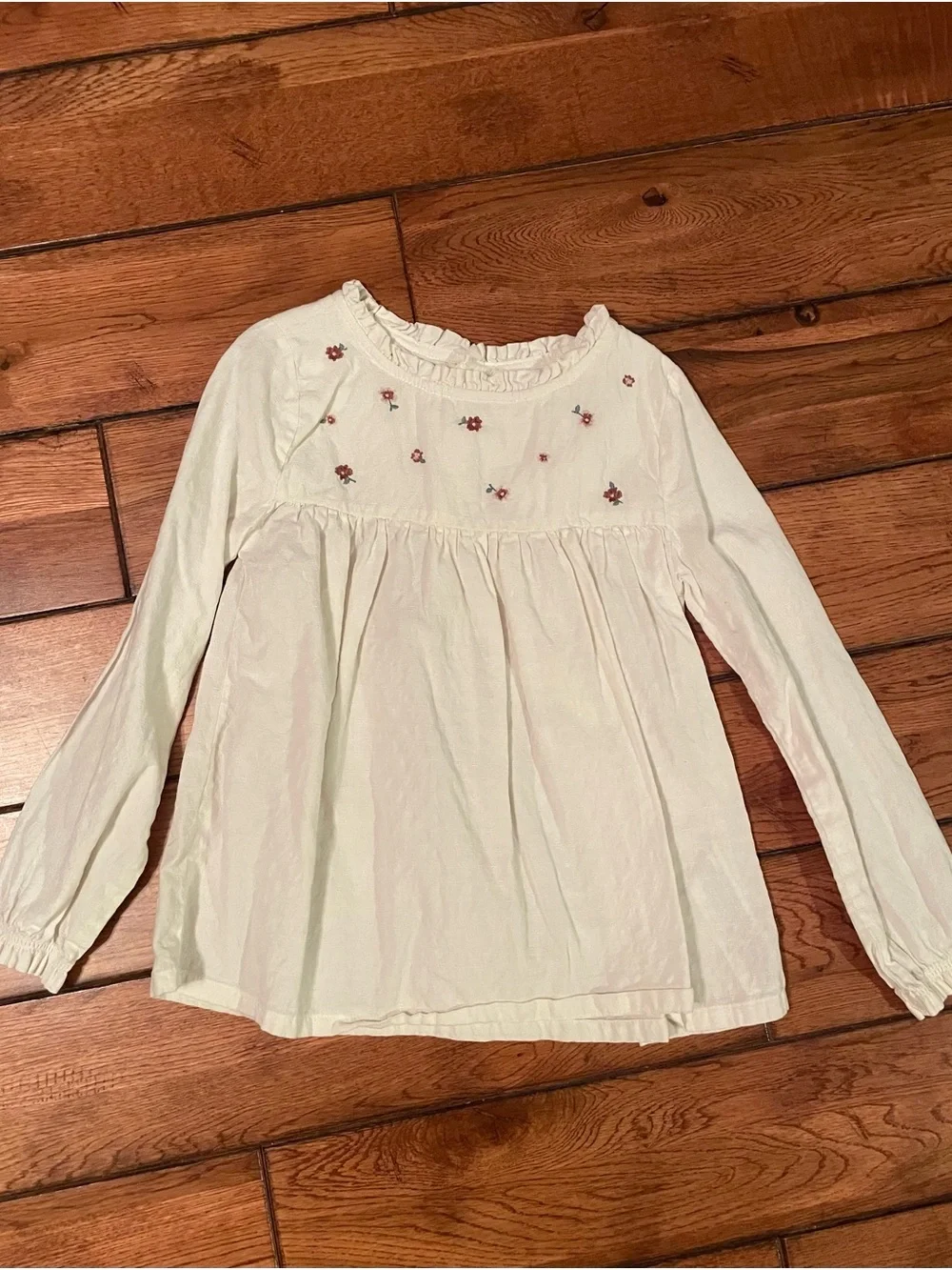 Carter's Little Planet Cream Long-Sleeve Embroidered Girls Top Size 8