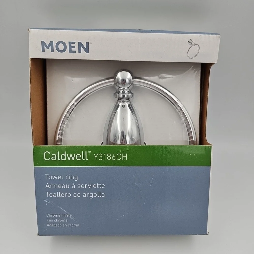 Moen Caldwell Towel Ring‎ Y3186CH Silver Chrome Finish Bathroom Hardware NIB