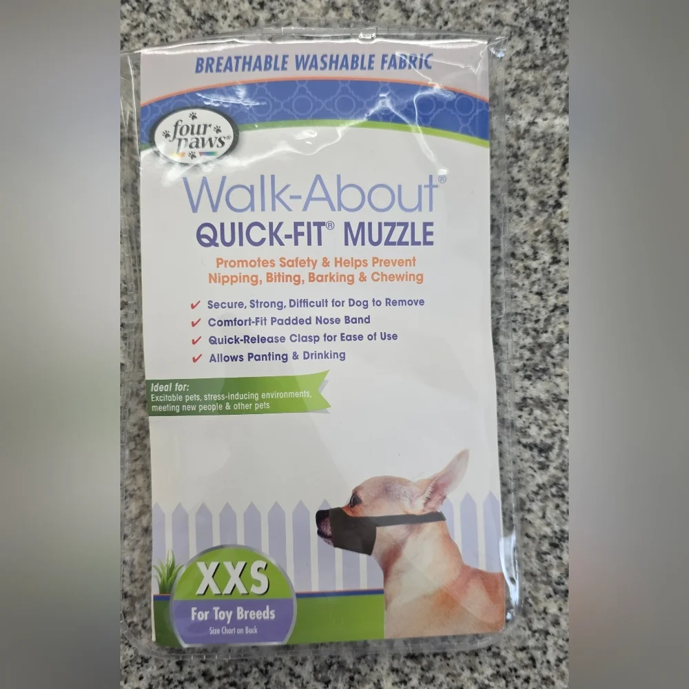 New In Package Four Paws Walk-About Quick-Fit Dog Muzzle 0-XX-Small