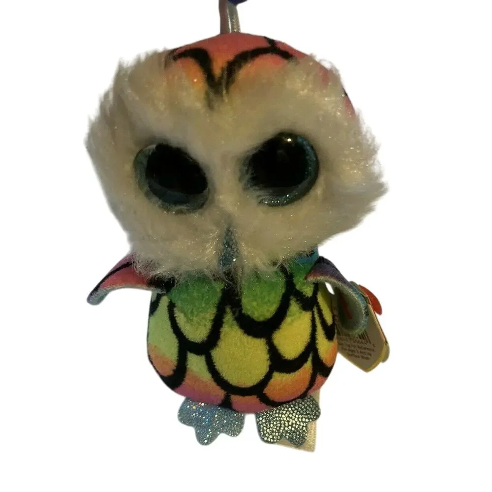 Ty Beanie‎ Boos Colorful Barn Owl Key Clip Keychain Plush Original Tags