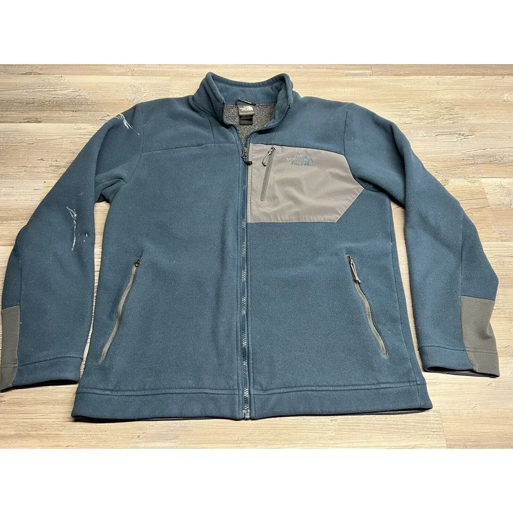 The North Face Men's Fleece Full Zip Jacket‎ Blue Size L Synthetic Sherpa Lined