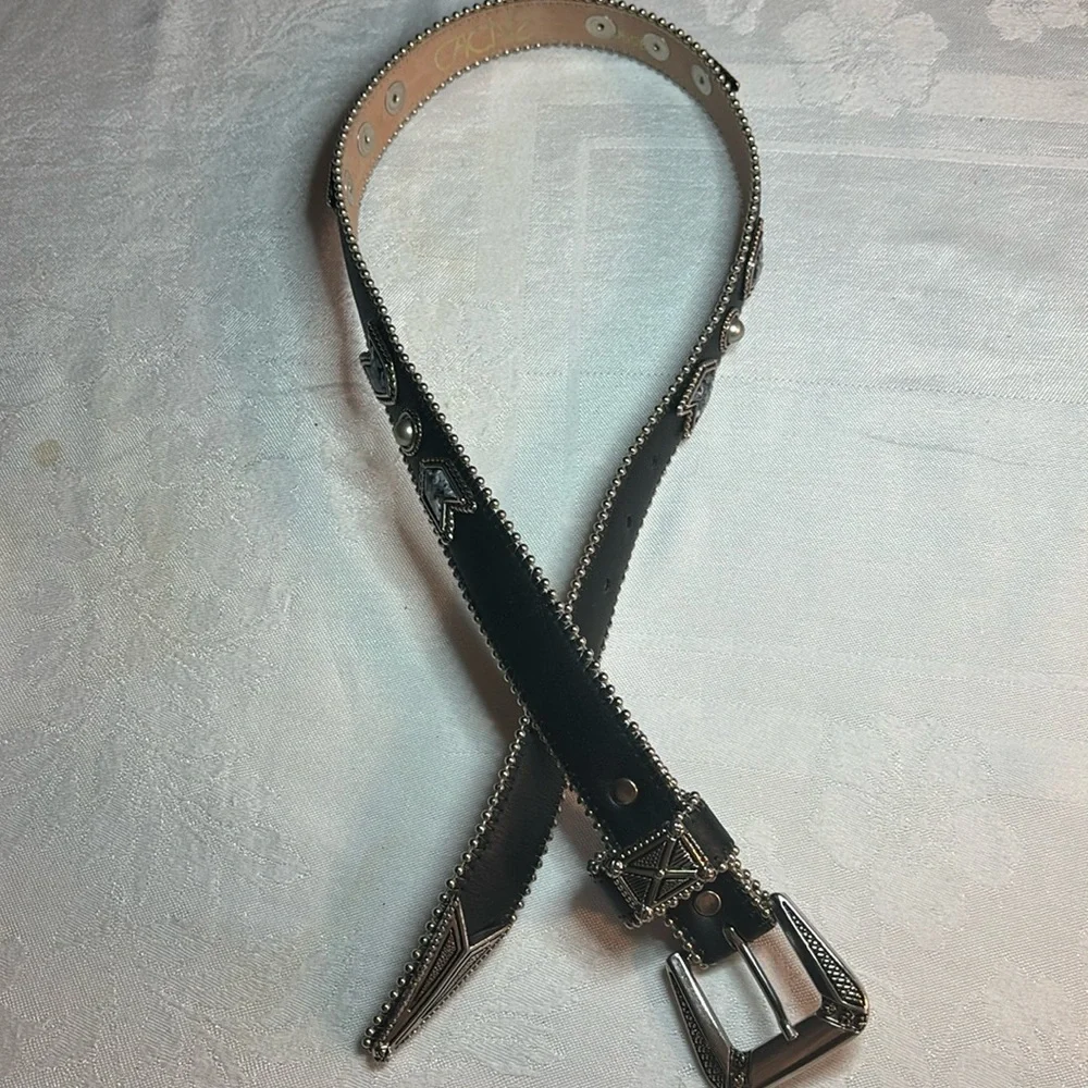 Cache Western Black Silver Bling Belt NWOT M