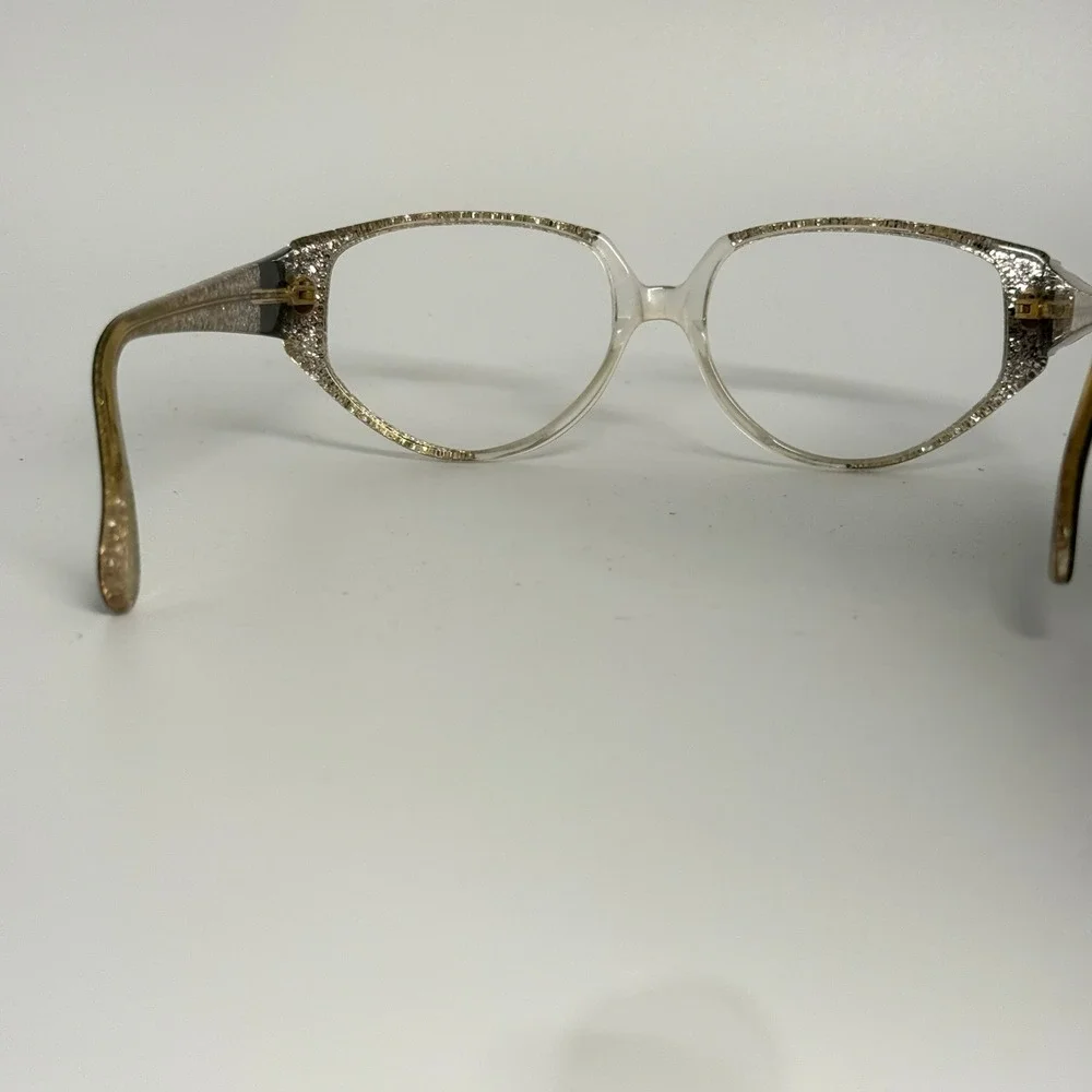 Vintage Silhouette M 1126 Eyeglasses Frames Gold Glitter Clear Cat Eye 56-14-130