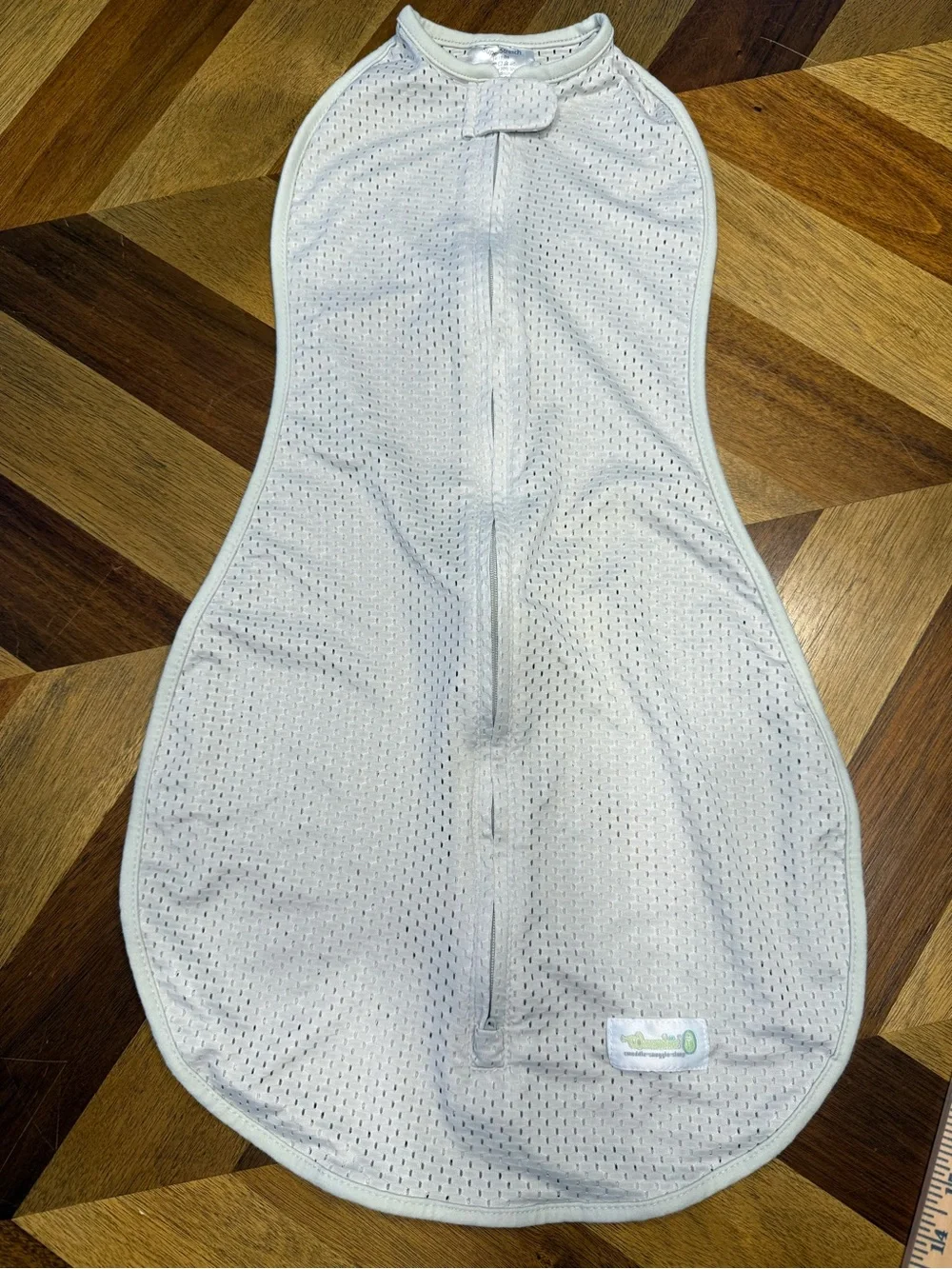 Woombie Cool Gray Vented Cotton Baby Swaddle Sleep Sack 14-19 lbs