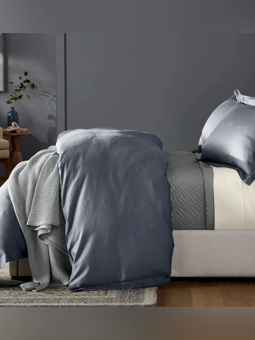 New Boll & Branch king Sz Slate mineral Blue FITTED SHEET Organic cotton luxury