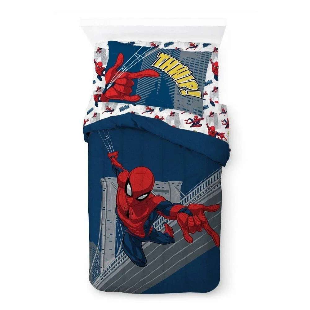 Marvel Spider-Man Twin Comforter Super Soft Blue Red Kids Bedding 64x86