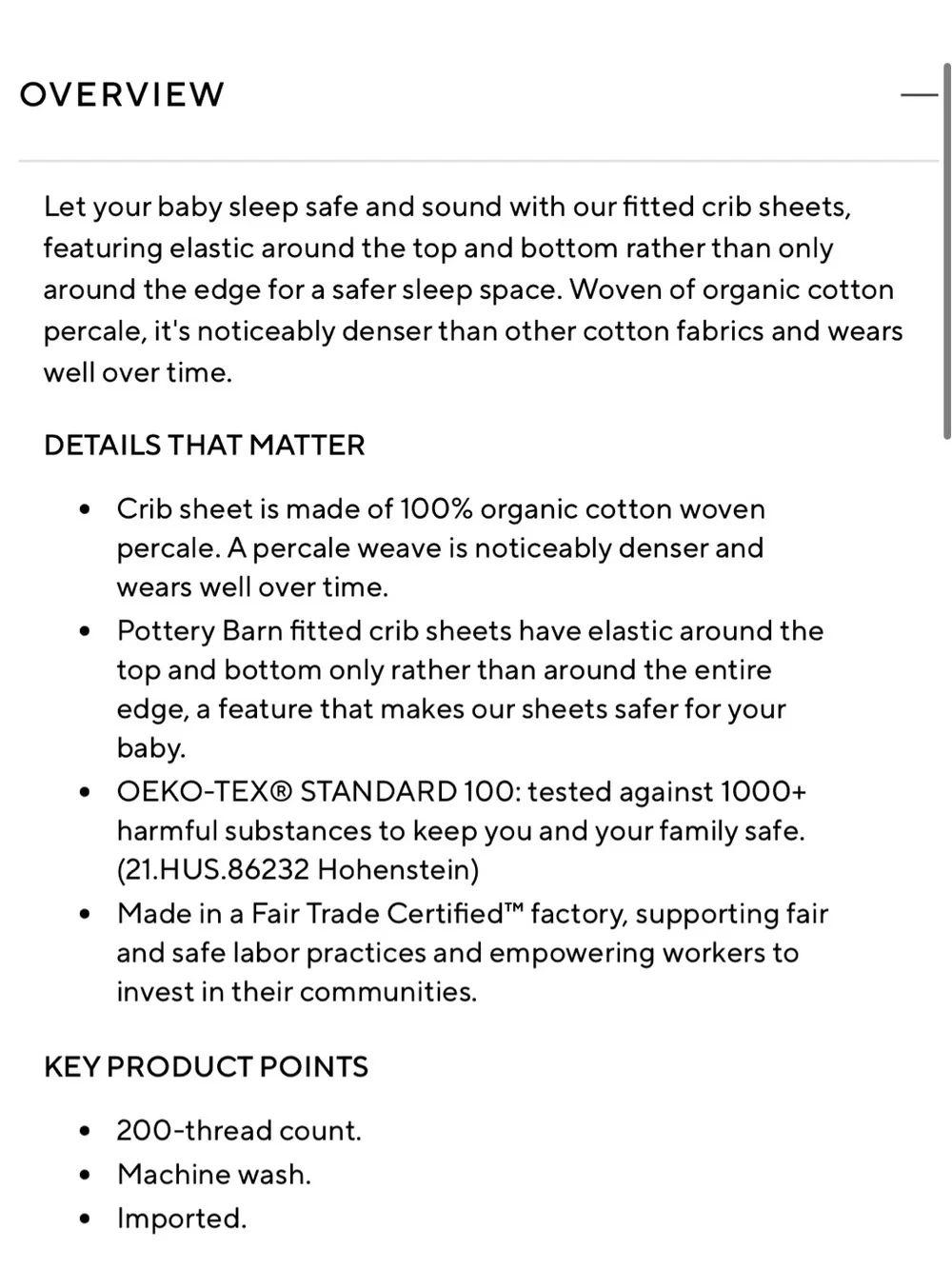 Pottery Barn Kids organic cotton