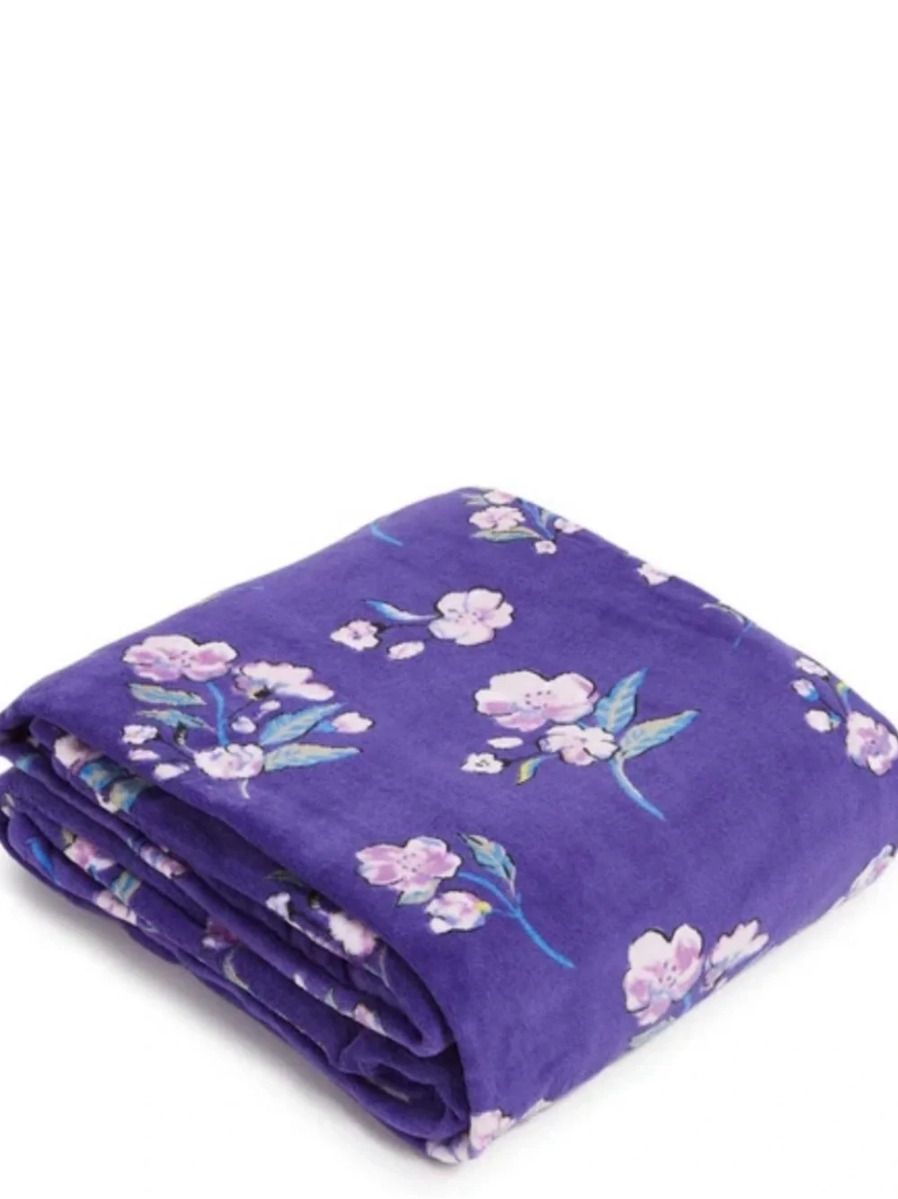 Vera Bradley Wild Roses Purple Plush Throw Blanket 50” x 80”