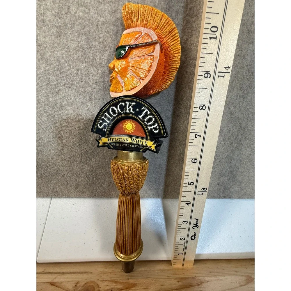 Shock Top Belgian White Beer Tap Handle Orange Mohawk Sunglasses Breweriana 10