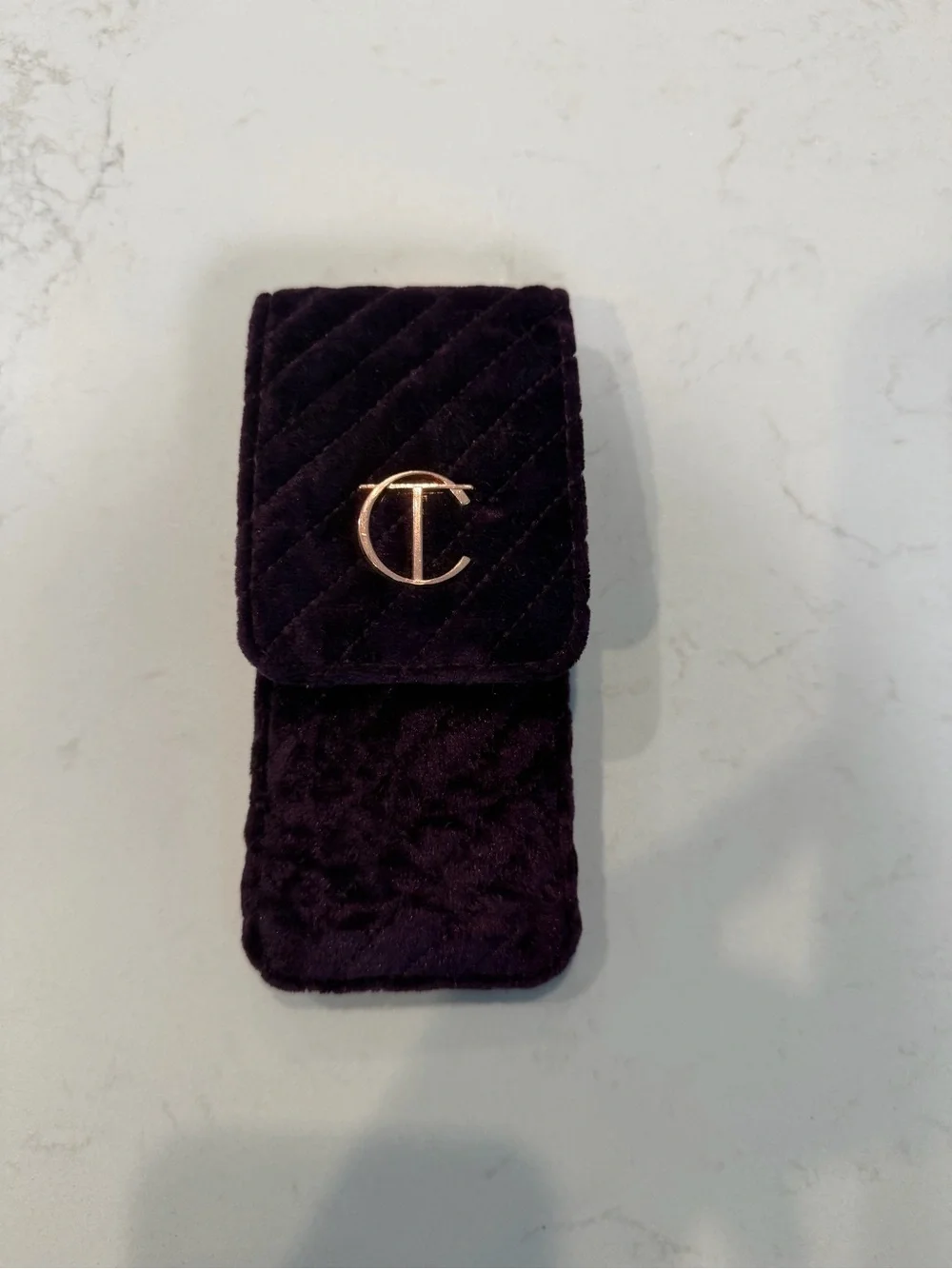 Charlotte Tilbury Quilted Velvet Brush Case - Plum