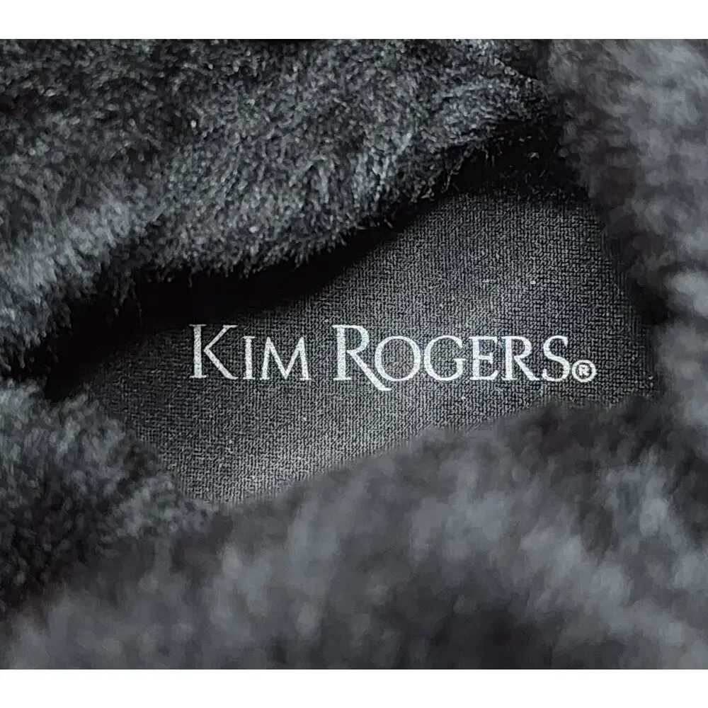 Kim Rogers Black Boots Faux Fur Riding Biker Mid Calf Equestrian Size 8 M