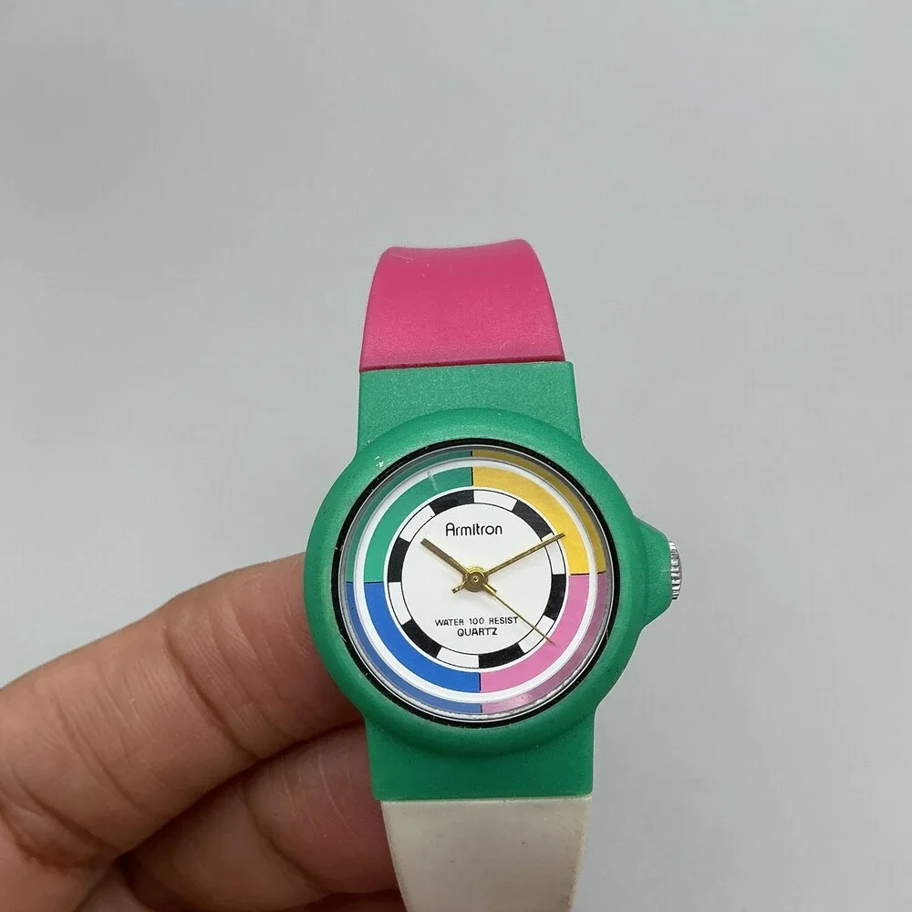 Vintage Armitron Womens Watch 26mm Multicolor Dial Rubber 25/2562 New Battery