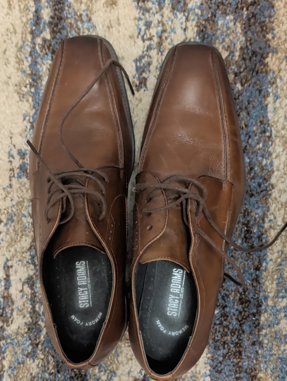 Stacy Adams Brown Leather Lace-Up Derby Shoes
