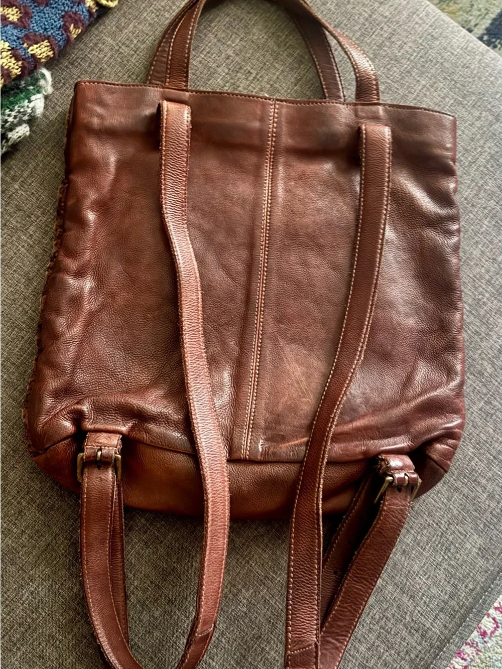 Free People Yuma Woven genuine Leather Backpack