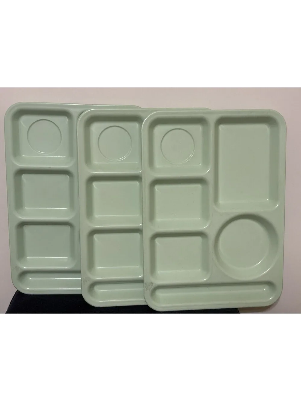 Set Of 3 Vintage Arrowhead Mint Green Lunch Cafeteria Trays Made In USA 14”x10”