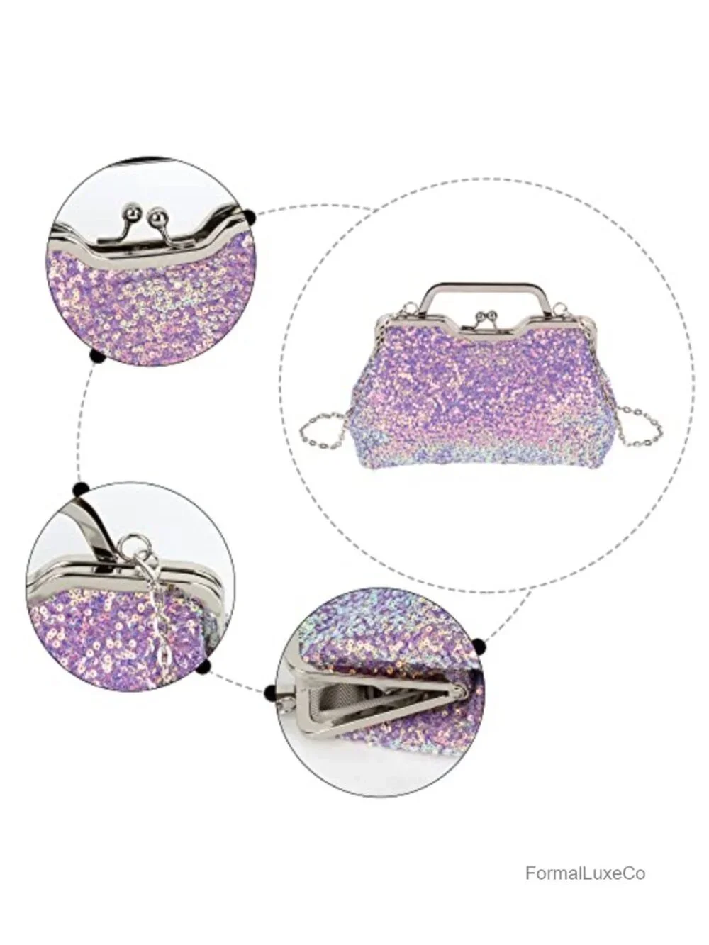 Mermaid Sequins Clutch Sparkling Glitter Evening Crossbody Shell Bag Party Prom