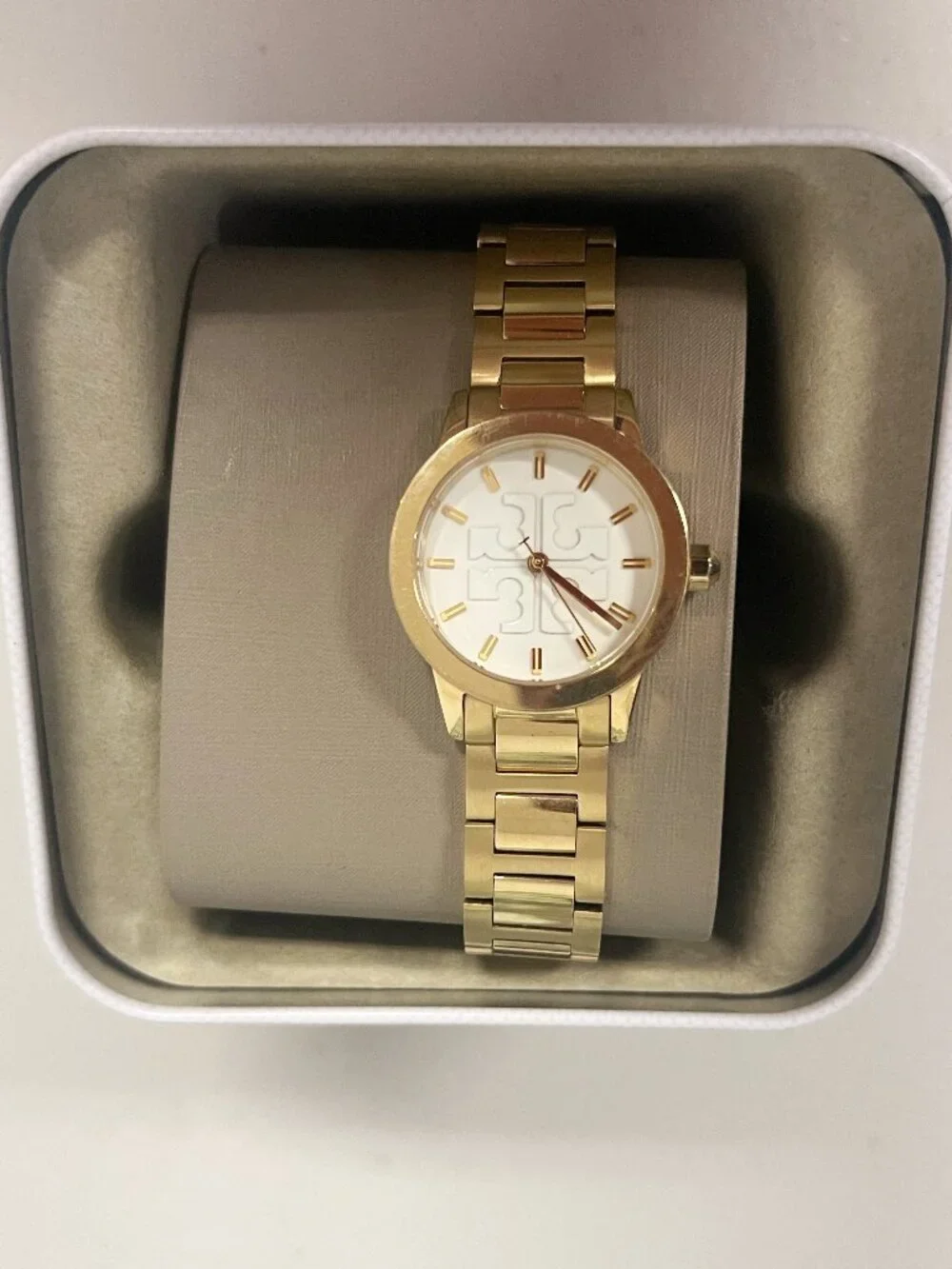 Tory Burch TBW2004 Gigi Ladies Gold Steel Watch 28mm Ivory Dial 3ATM Quartz
